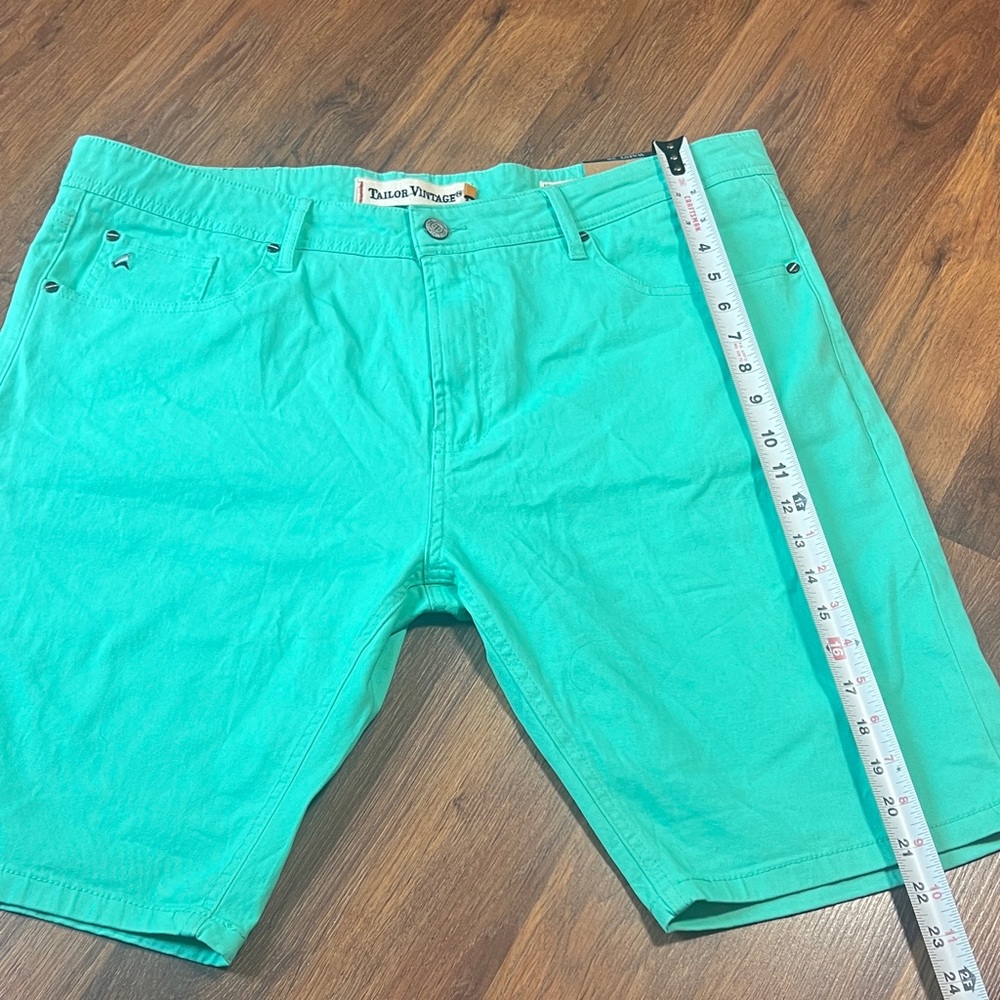 NWT - Men's Tailor Vintage - Green Khaki Shorts - 38 - Picture 5 of 12